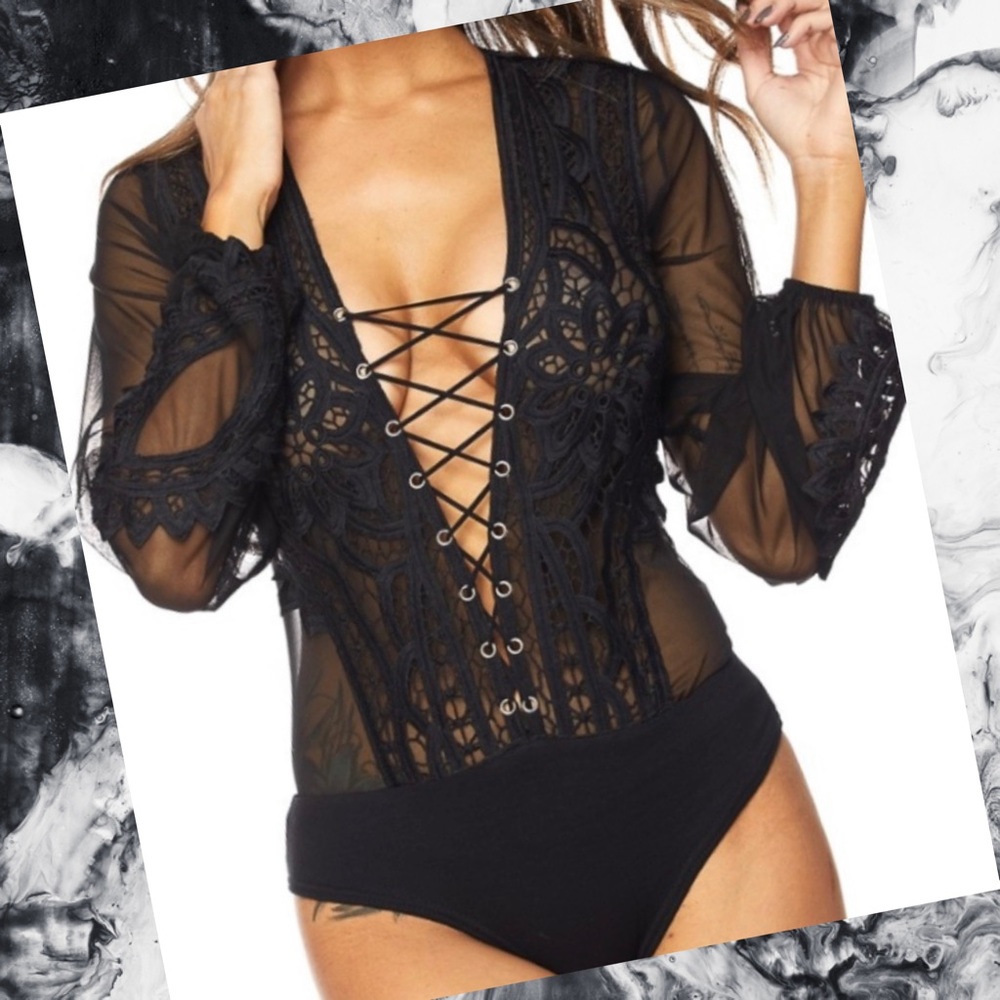 LAST ONE! SIZE SMALL! Amelia Sheer & Lace Bodysuit - Picture 6 of 6
